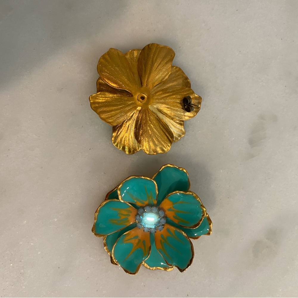 Floral Enamel Statement Earrings - Picture 2 of 2
